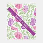 Süßer Erbsen Wasserfarbe Personalisiertes Muster Fleecedecke (Vorderseite)