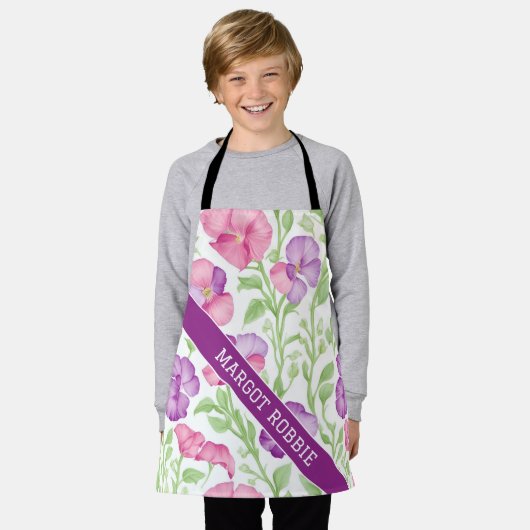 Süßer Erbsen Wasserfarbe Personalisiertes Muster Schürze (Getragen)