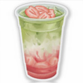 Süßer Erdbeer-Matcha-ästhetischer Aufkleber (Vorderseite)