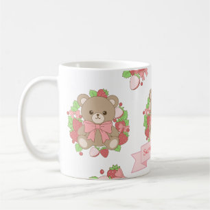 Süßer Erdbeerbär Geburtstagsbecher Kaffeetasse