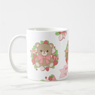 Süßer Erdbeerbär Geburtstagsbecher Kaffeetasse