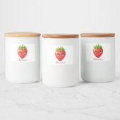 Süßer Erdbeeren-Kawaii-Monogramm Lebensmitteletikett (Flaschen)