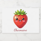 Süßer Erdbeeren-Kawaii-Monogramm Lebensmitteletikett (Einzelnes Label)