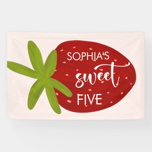 Süßer Erdbeeren-Kindergeburtstag Banner (Horizontal)