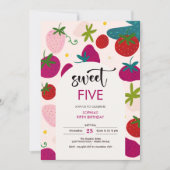 Süßer Erdbeeren-Kindergeburtstag Einladung (Vorderseite)