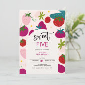 Süßer Erdbeeren-Kindergeburtstag Einladung (Stehend Vorderseite)