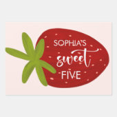 Süßer Erdbeeren-Kindergeburtstag Geschenkpapier Set (Vorderseite)