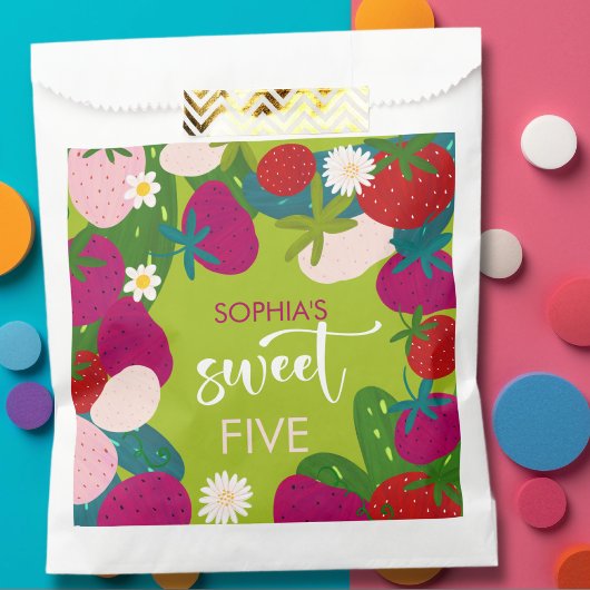 Süßer Erdbeeren-Kindergeburtstag Geschenktütchen