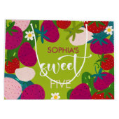Süßer Erdbeeren-Kindergeburtstag Große Geschenktüte (Rückseite)