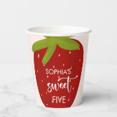 Süßer Erdbeeren-Kindergeburtstag Pappbecher (Rückseite)
