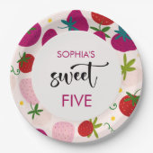 Süßer Erdbeeren-Kindergeburtstag Pappteller (Vorderseite)