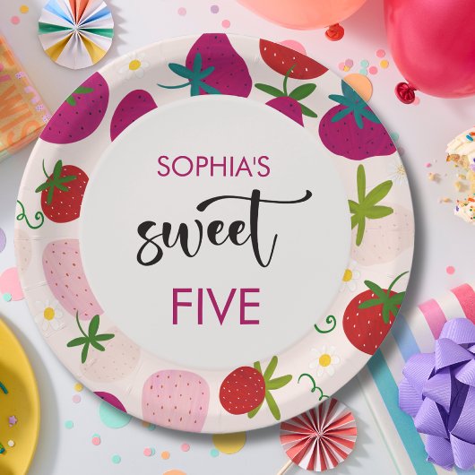 Süßer Erdbeeren-Kindergeburtstag Pappteller