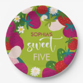 Süßer Erdbeeren-Kindergeburtstag Pappteller (Vorderseite)