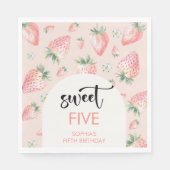 Süßer Erdbeeren-Kindergeburtstag Serviette (Vorderseite)