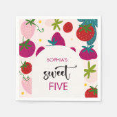 Süßer Erdbeeren-Kindergeburtstag Serviette (Vorderseite)