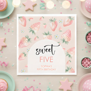 Süßer Erdbeeren-Kindergeburtstag Serviette