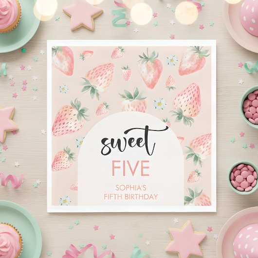 Süßer Erdbeeren-Kindergeburtstag Serviette