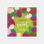 Süßer Erdbeeren-Kindergeburtstag Serviette (Vorderseite)