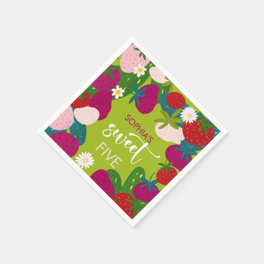 Süßer Erdbeeren-Kindergeburtstag Serviette (Ecke)