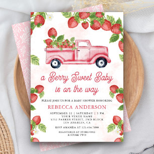 Süßer Erdbeeren-LKW Baby Shower Berry Sweet Einladung