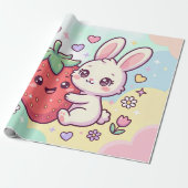 Süßer Erdbeerhase Geschenkpapier (Ungerollt)