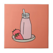 Süßer Erdbeermilch niedlich rosa Fliese (Vorderseite)