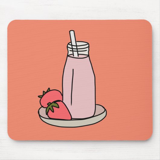 Süßer Erdbeermilch niedlich rosa Mousepad (Vorne)