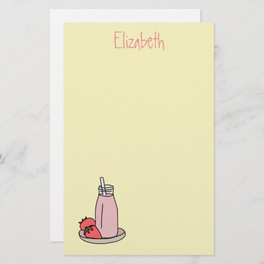 Süßer Erdbeermilch rosa niedlich Briefpapier (Vorne/Hinten)