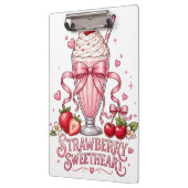 Süßer Erdbeermilchshake Rosa Dessert Klemmbrett (Links)