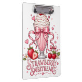 Süßer Erdbeermilchshake Rosa Dessert Klemmbrett (Rechts)