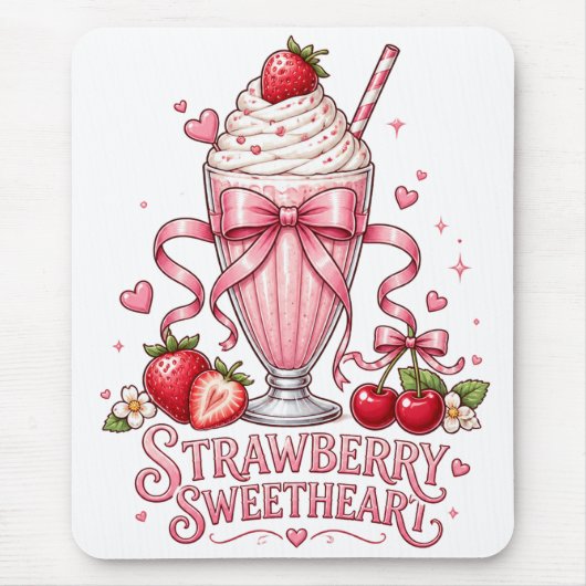 Süßer Erdbeermilchshake Rosa Dessert Mousepad (Vorne)