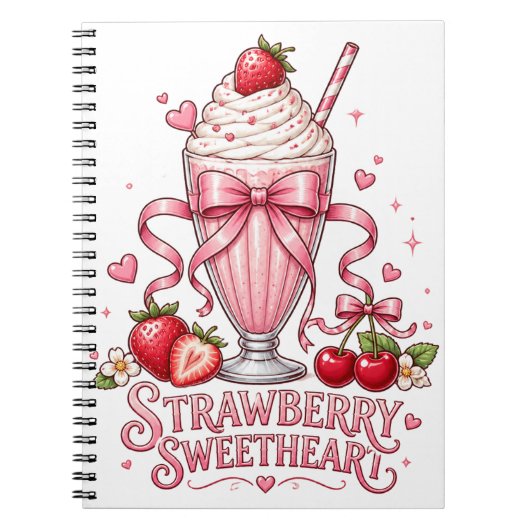 Süßer Erdbeermilchshake Rosa Dessert Notizblock (Vorderseite)