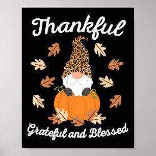 Süßer Erntedank-Gnom Leopard Gnome Herbst Kürbis Poster