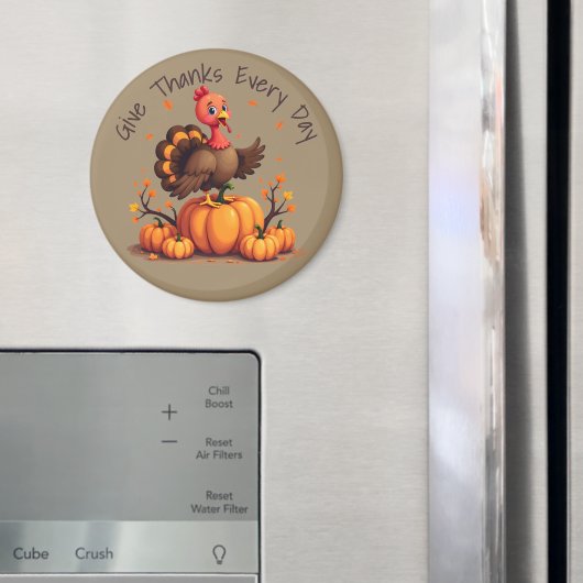 Süßer Erntedank-Truthahn Herbst-Kürbisse Szene Magnet (In Situ (Kühlschrank))