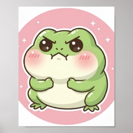 Süßer errötender Frosch Poster Kawaii Frosch Ästhe (Vorne)