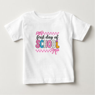 Süßer erster Schultag Rosa Schleife Kawaii Mädchen Baby T-shirt