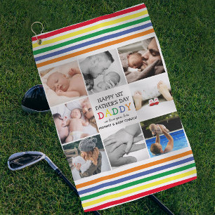 Süßer erster Vatertag Daddy Fotocollage Golfhandtuch