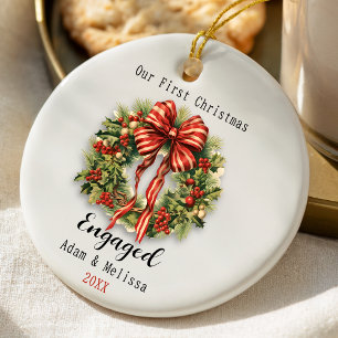 Süßer erster Weihnachtsring vintage Kranz Keramik Ornament