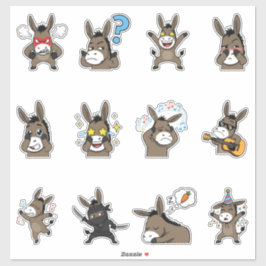 Süßer Esel-Emoji-Sticker-Pack Aufkleber