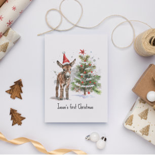Süßer Esel erstes Weihnachten, individuell Postkarte