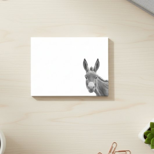 Süßer Esel späht Post-it Klebezettel