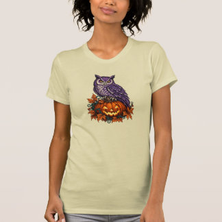 Süßer Eulen-Kürbis-Halloween-Frauen-Cream-T-Shirt T-Shirt