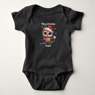 süßer Eulen-Weihnachts-Babym-pullover T-Shirt Baby Strampler