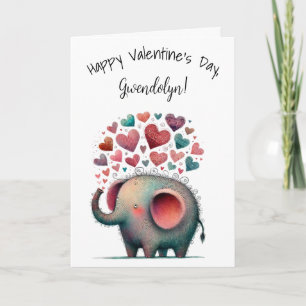 Süßer fantasievoller Elefant Frohen Valentinstag Karte