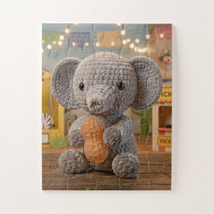Süßer fantastischer gehäkelter Elefant im Zoo Puzzle