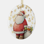 Süßer, fantastischer Weihnachtsmann mit Stern Keramik Ornament (Rechts)