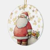 Süßer, fantastischer Weihnachtsmann mit Stern Keramik Ornament (Links)