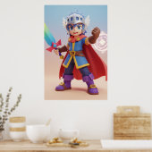 Süßer Fantasy-Held-Ritter-Kunstposter Poster (Küche)