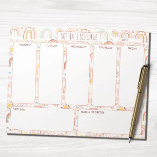 Süßer farbenfroher Regenbogen Abstracter Wochenpla Notizblock