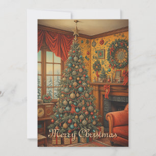 Süßer farbenfroher vintage-rustikaler fröhlicher W Feiertagskarte